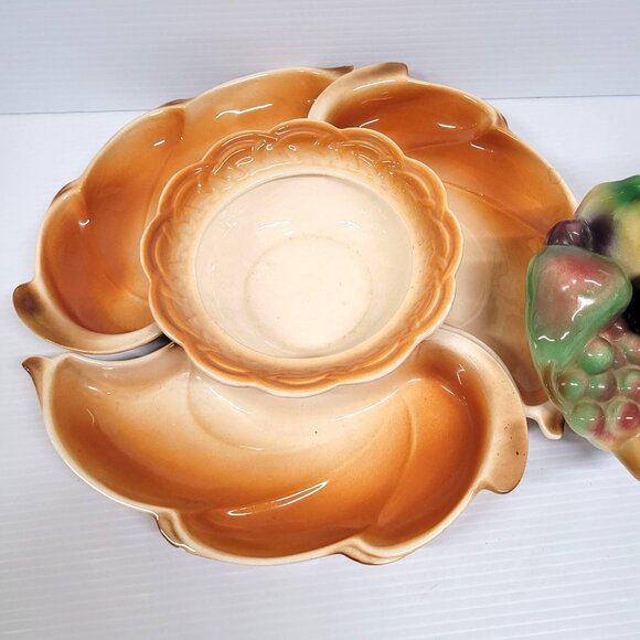 Lane & Co Van Nuys Ca 5 Piece Chip & Dip Ceramic Centerpiece Fruit Bowl #3030 - Picture 3 of 11